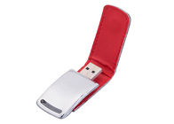 コンピュータのコピー データのための浮彫りにされたロゴの生命ブランド16G 2.0の赤い色の革USBを示して下さい