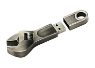 銀色の64G 2.0金属USBのフラッシュ ドライブ スパナーの形はとのロゴを刻みます